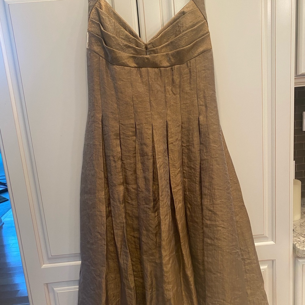 London Times Strapless Gold Dress